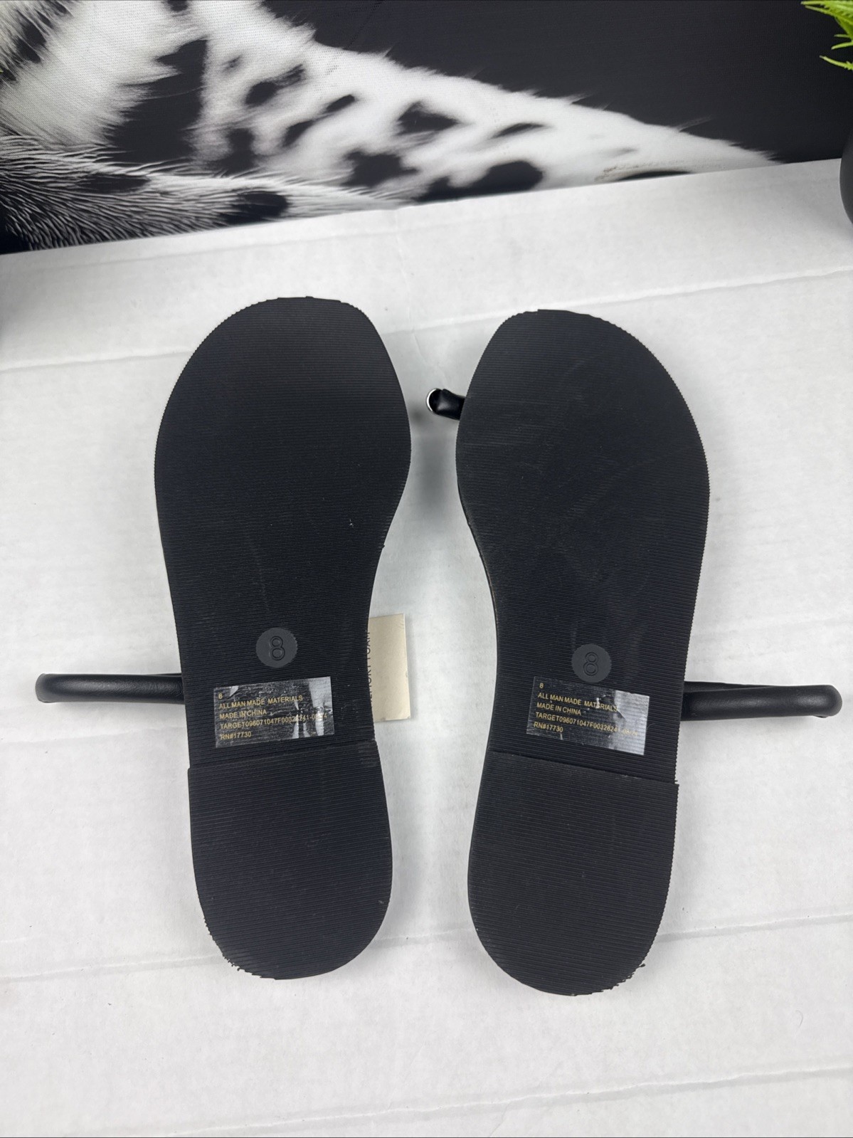 Women’s Clara Toe Ring Sandals Universal Thread Black Metallic Silver Size 8