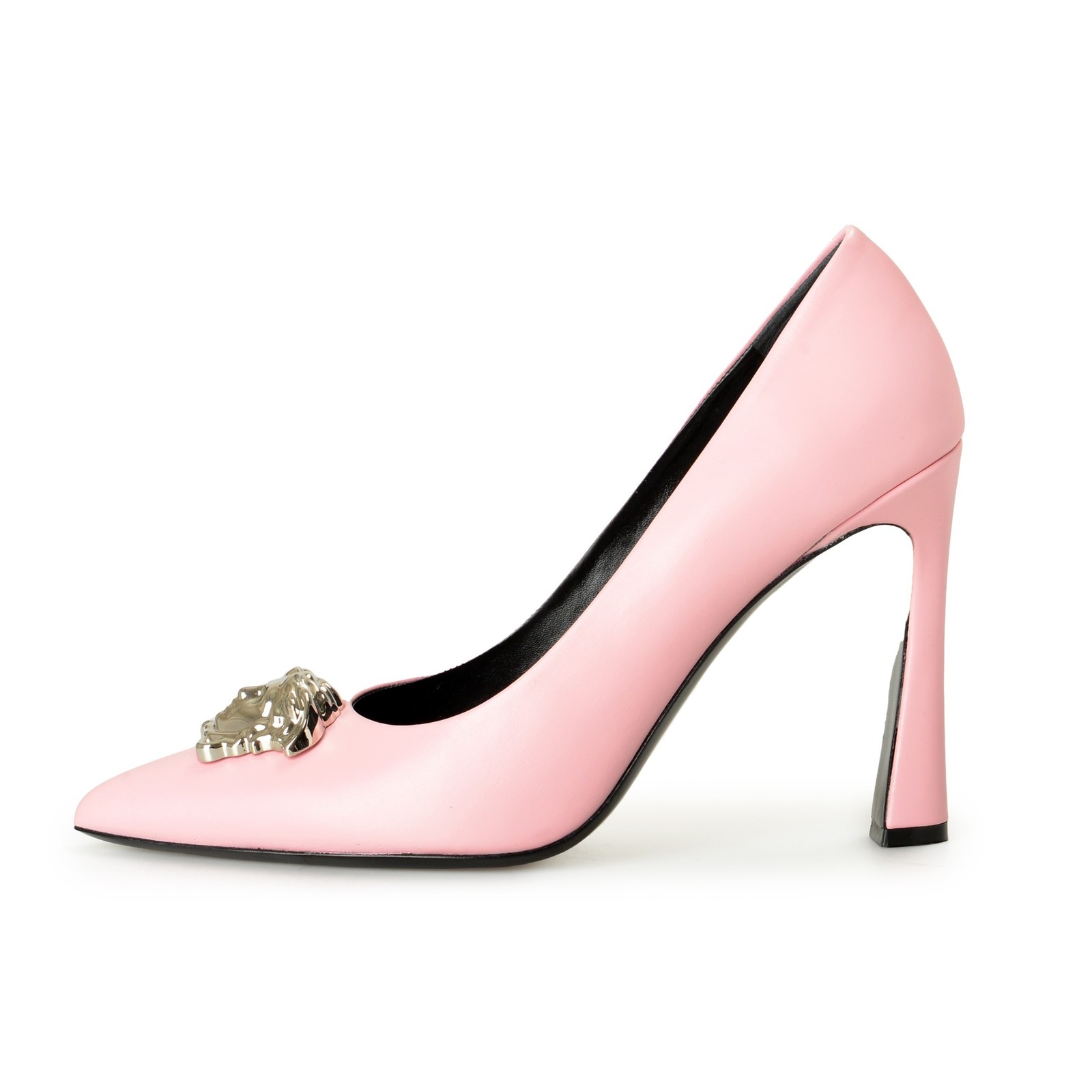 Versace Women’s Silver Medusa Pink 100% Leather Heeled Pumps Shoes US 6 IT 36