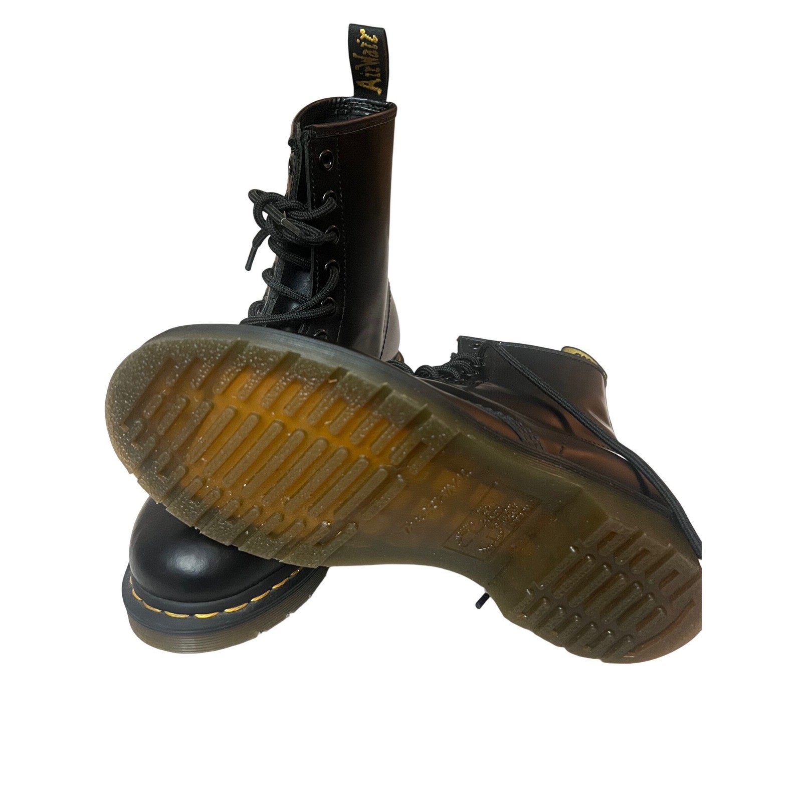 Dr. Martens 1460 W Black Smooth Leather 8 Eye Lace Up Boots Womens Size 7
