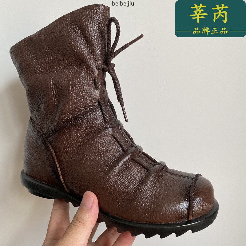 Womens Soft Leather Lace Up Ankle Boots High Top Moccasin Side Zip Comfort Shoes