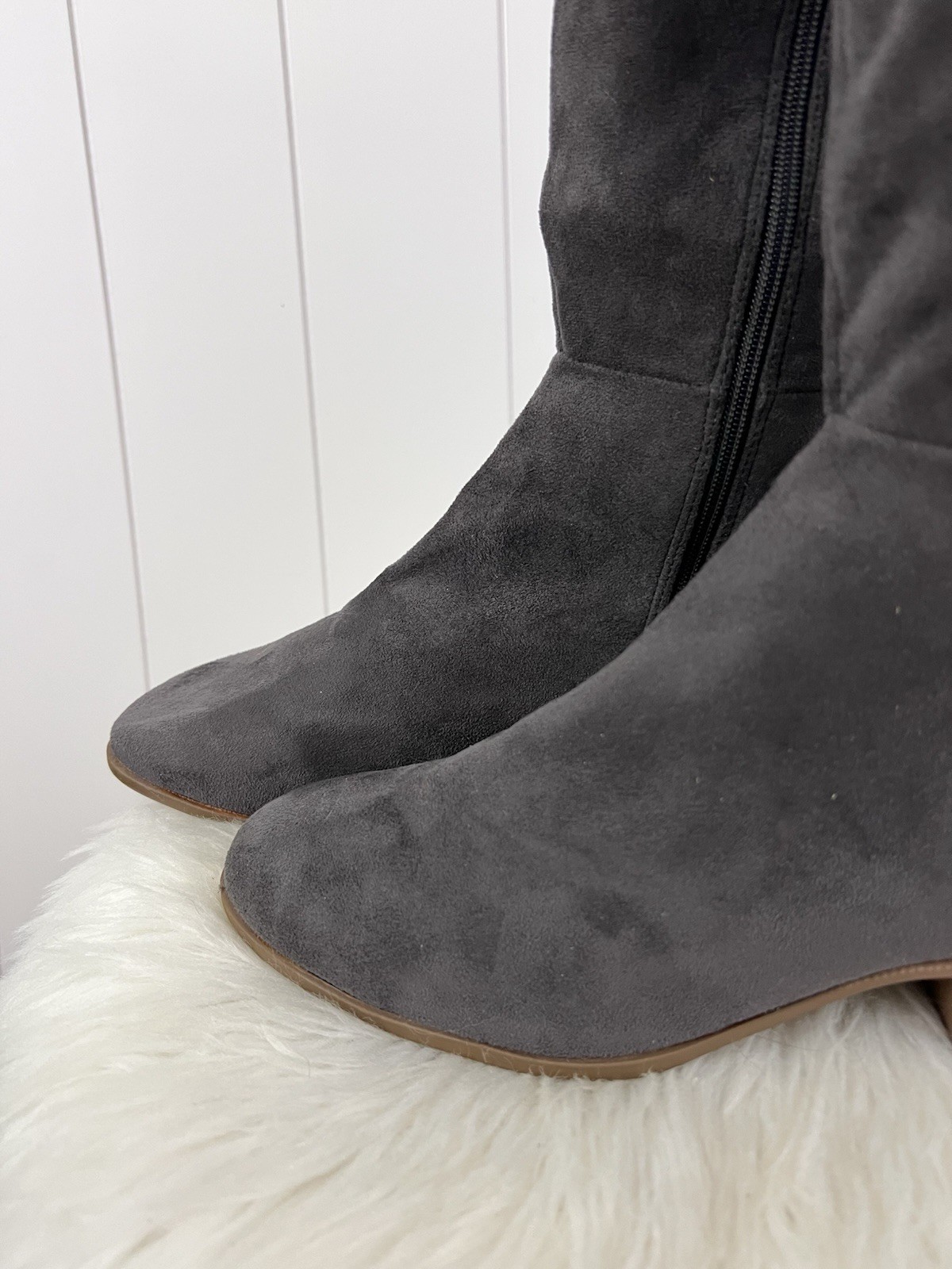It’s OK Brand Dark Grey Vegan Suede Over the Knee Riding Boots Size 9.5M