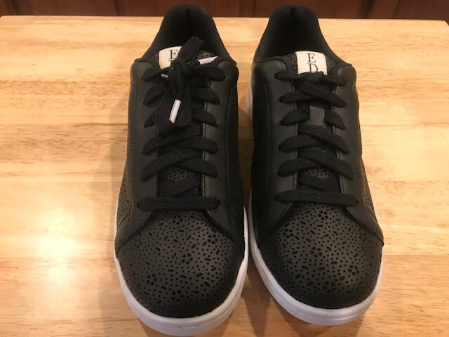 ED Ellen DeGeneres Chaperf Leather Lace-up Sneakers Women’s 7 W Black 7W ~
