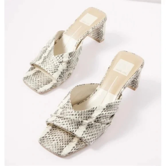 Dolce Vita Carlan Snakeskin Python Print Slide Square Toe Heel, Open Toe Size 9