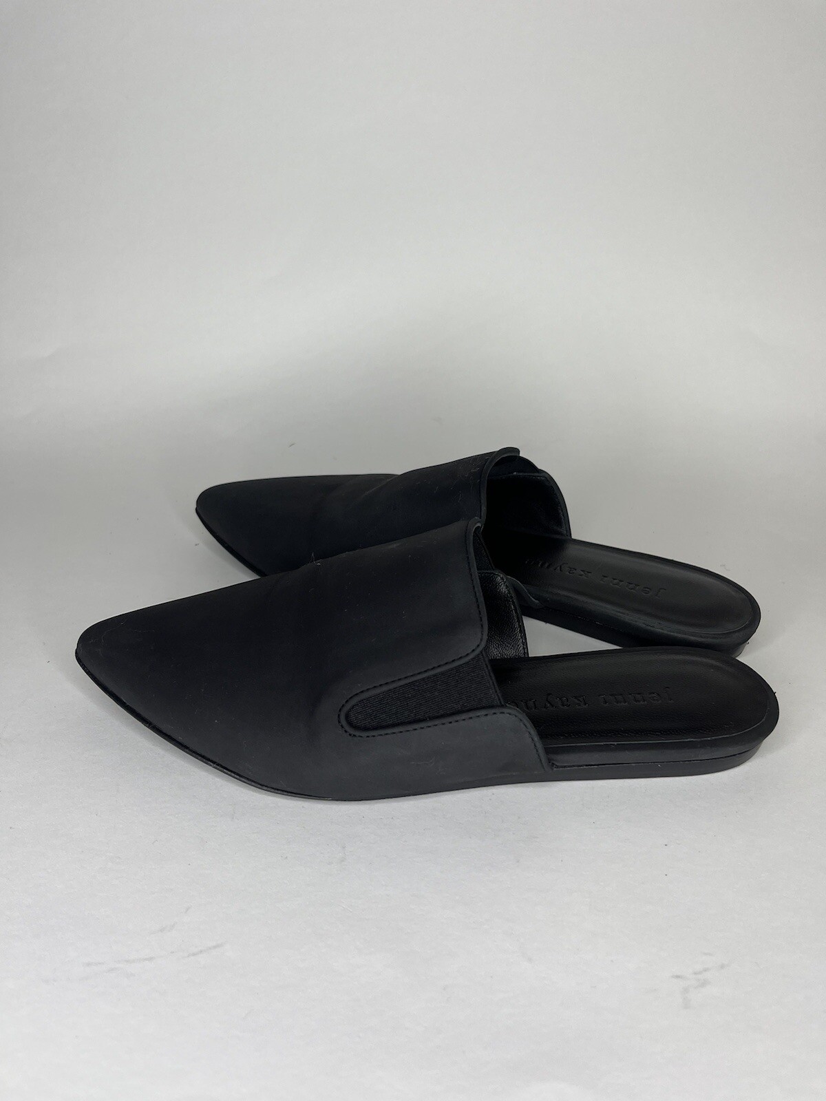 Jenni Kayne Womens Black smooth leather Mules Size 35 US 5 Flats Slides Shoes