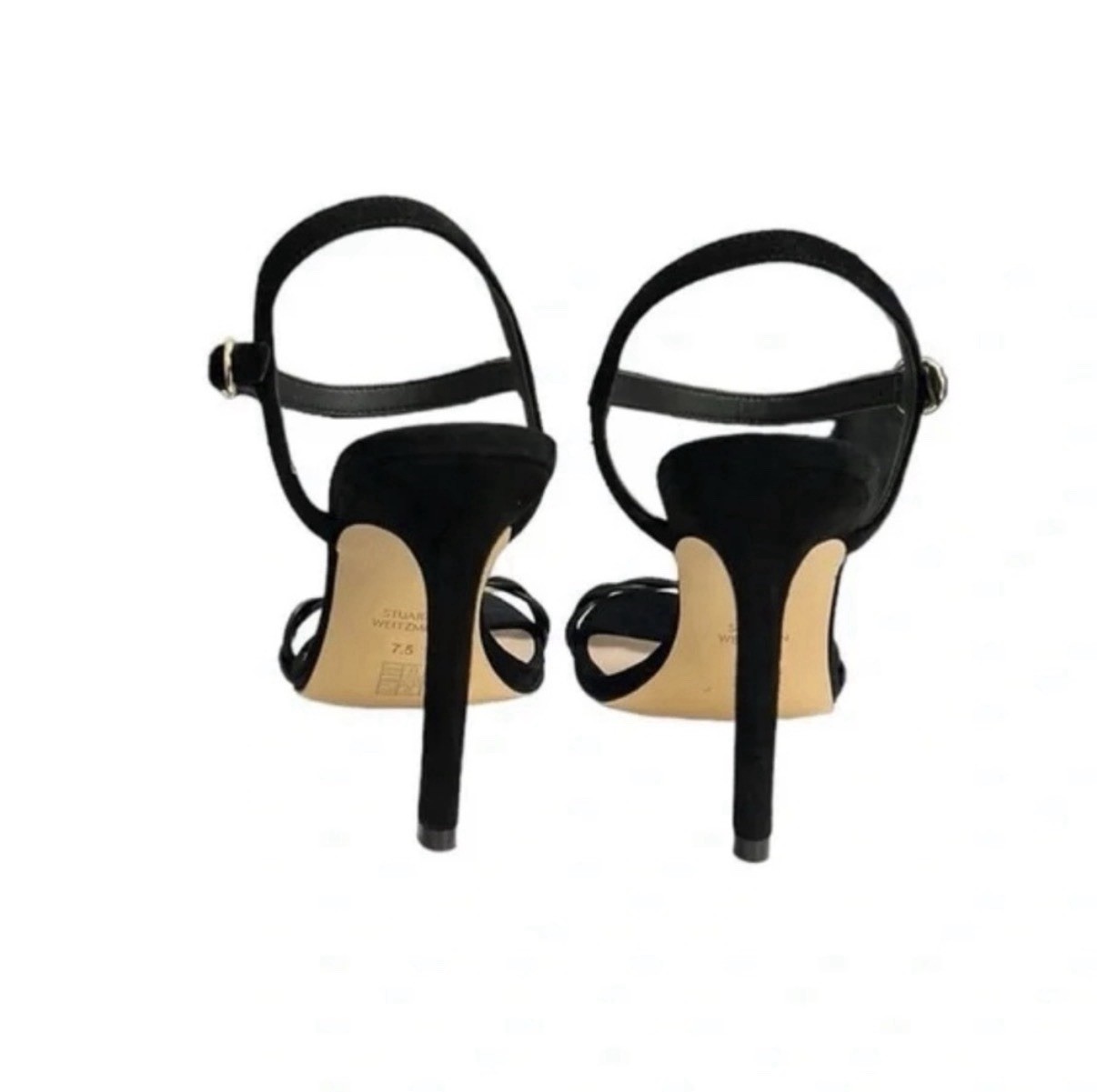 Stuart Weitzman Black Dancer Twistie 100 Suede Sandals Size 7.5