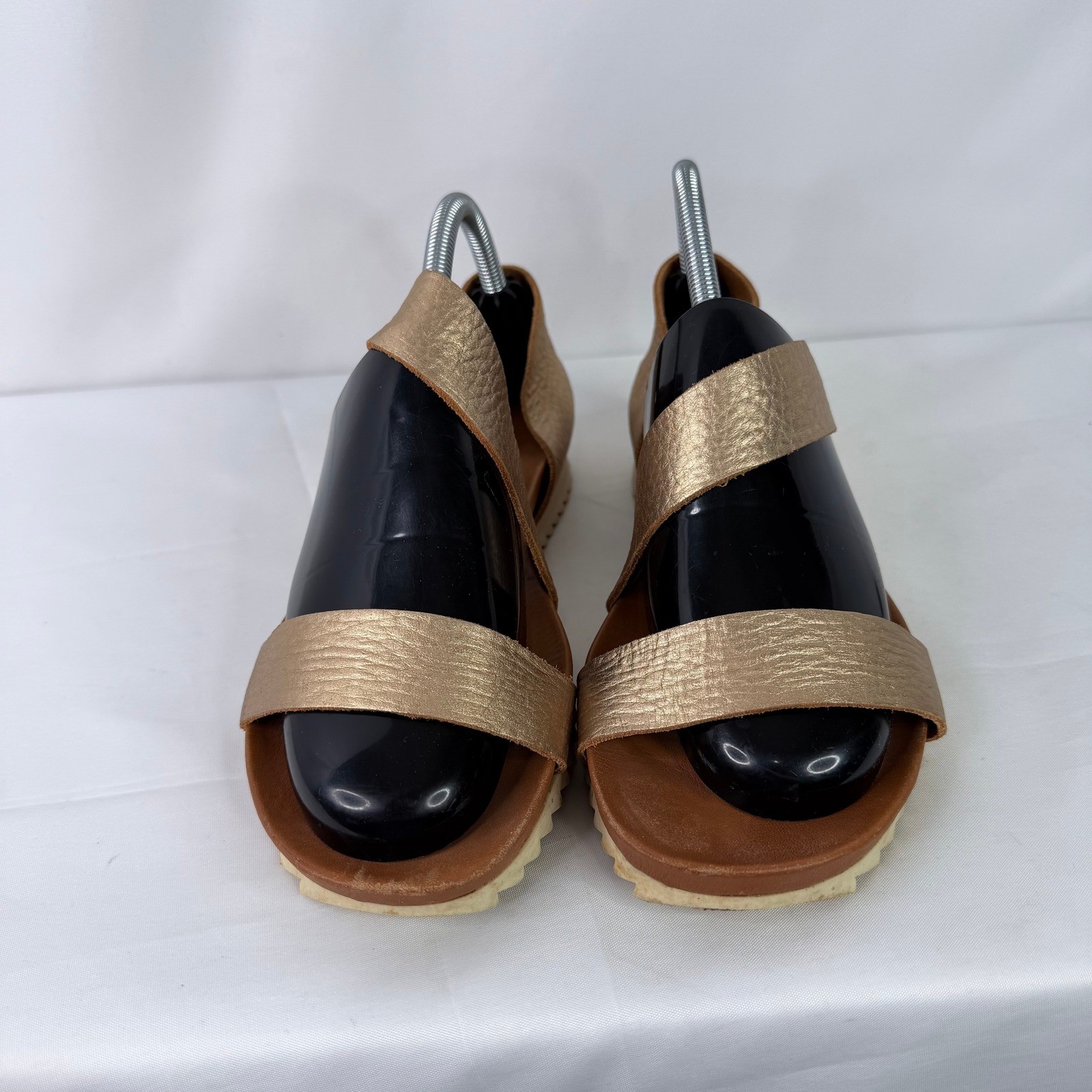 Pedro Garcia Jedda Two Strap Sandal Size 40 Cava Cervo Lame