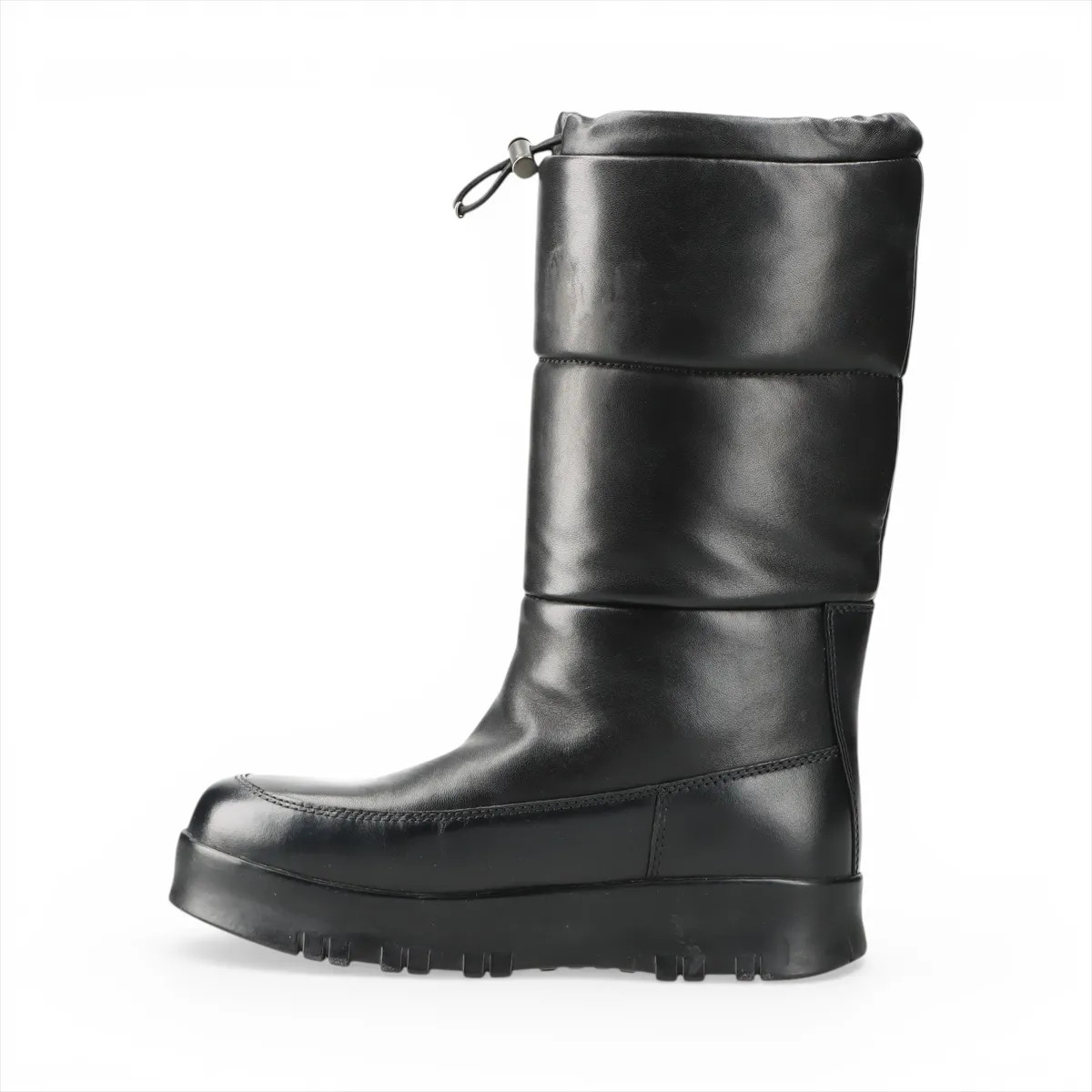 Prada Triangle logo Leather Long boots 36 Ladies’ Black Boa Comes with box