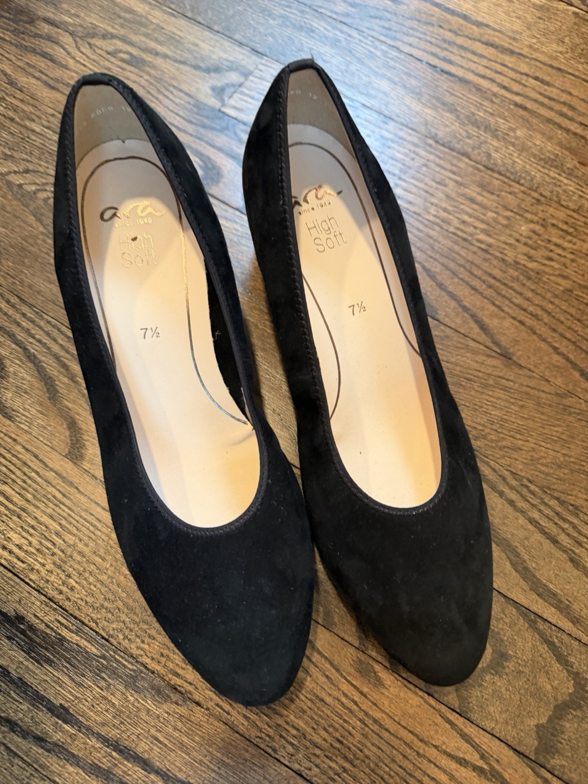 Ara Black Block Heel Pumps Suede size US Sz 10 style NEW