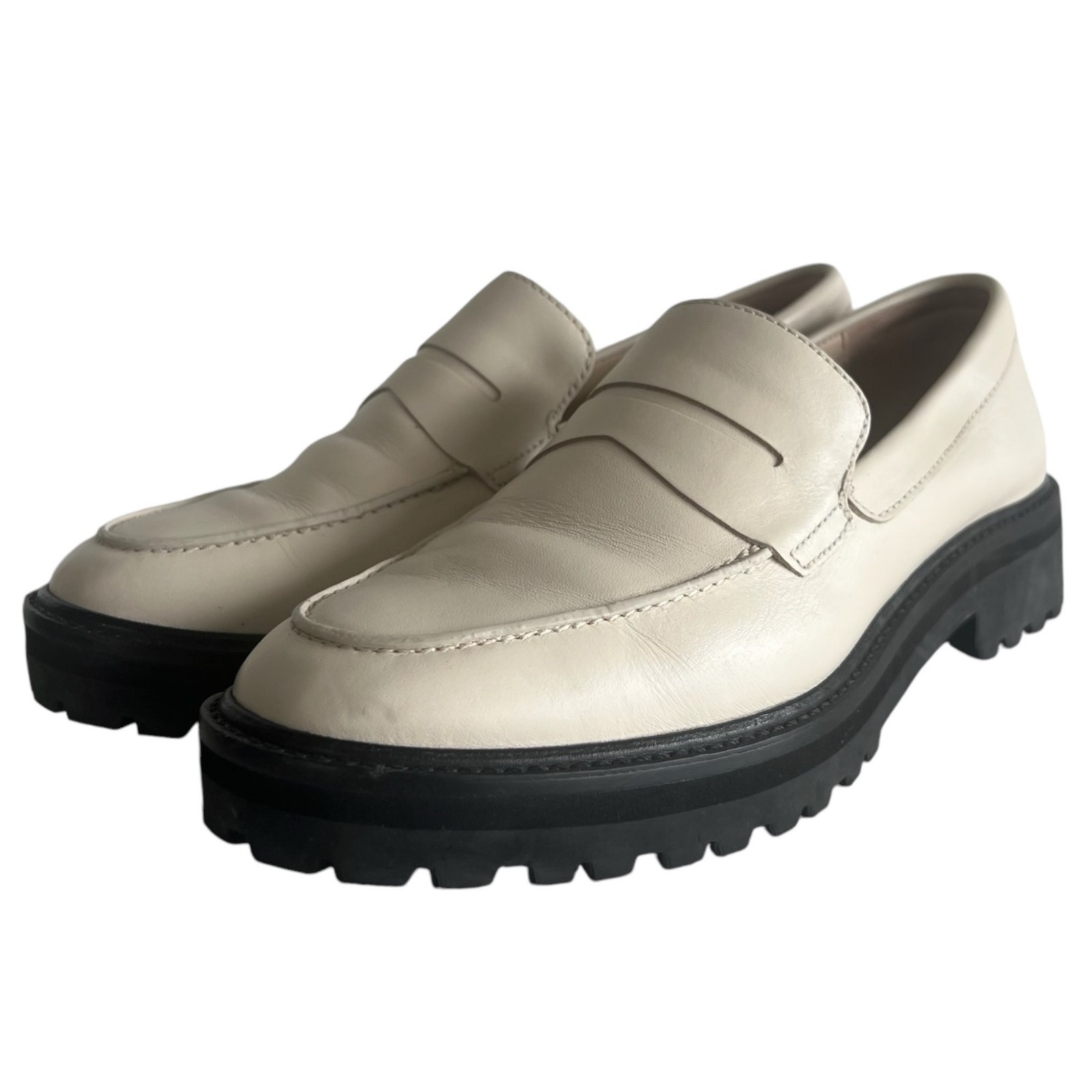 EVERLANE The Lug Sole Loafer 9.5 Chunky Parchment Cream Ivory Leather Platform