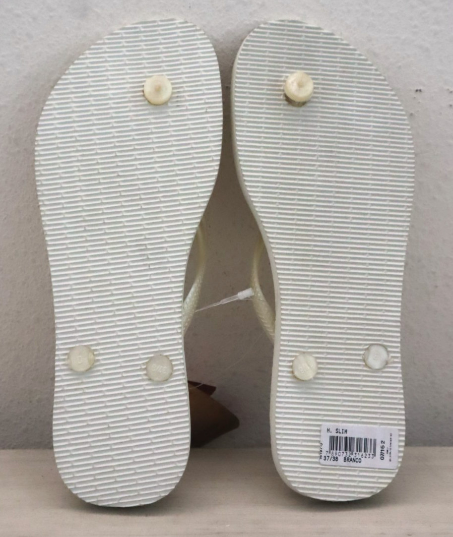 Havaianas Women’s Sz 7/8 (37-38) White/Beige Slim Flip Flop Sandals