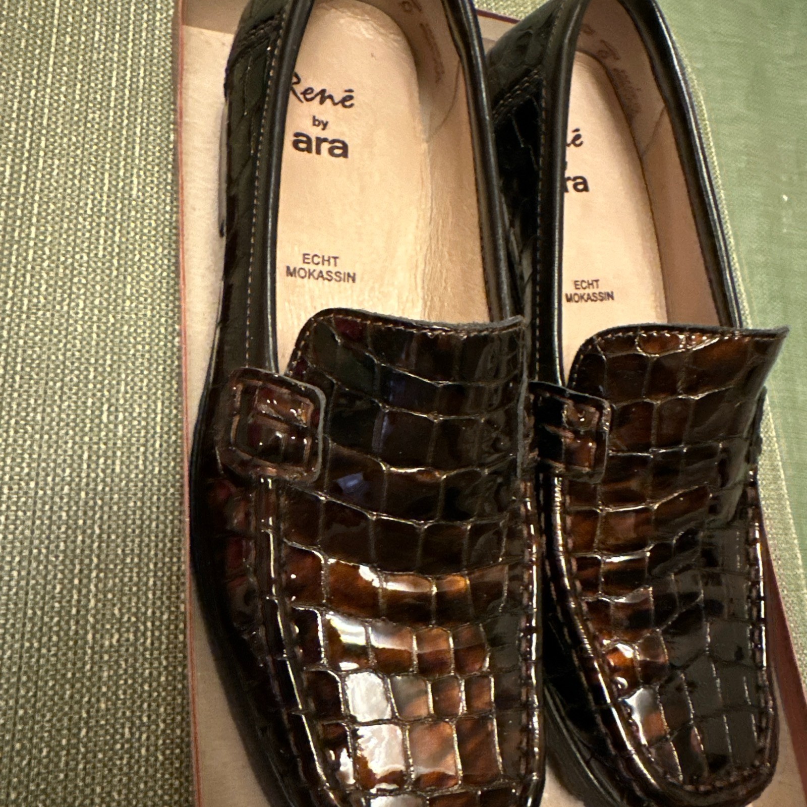 Rene by ARA Slip on Moccasins Leather Loafers, Size 3.6 G UK, 6 US Women
