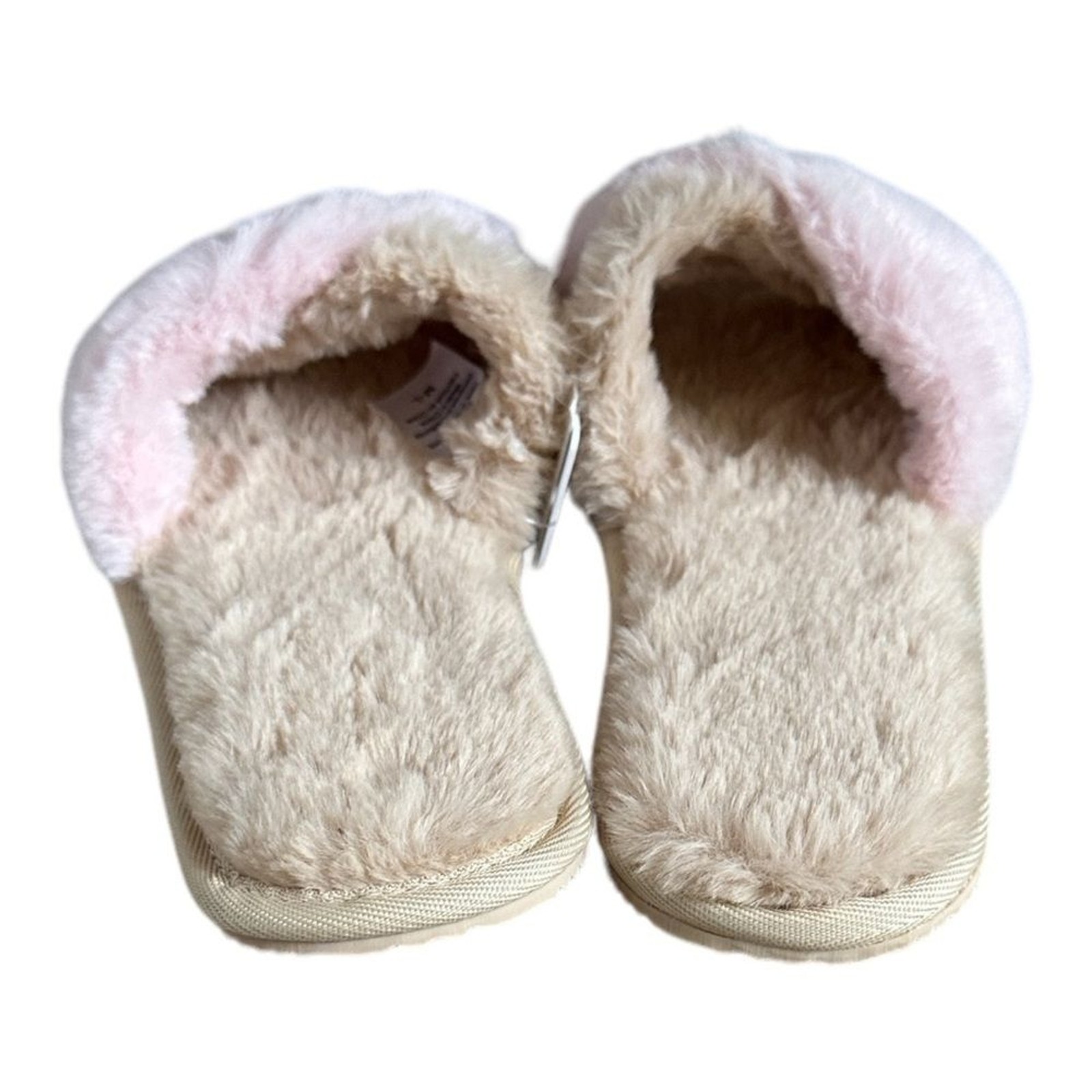 L*Space Anthro Fluffy Cloud Crisscross Slippers M/L Pink Tan NWT Cozy Plush $59