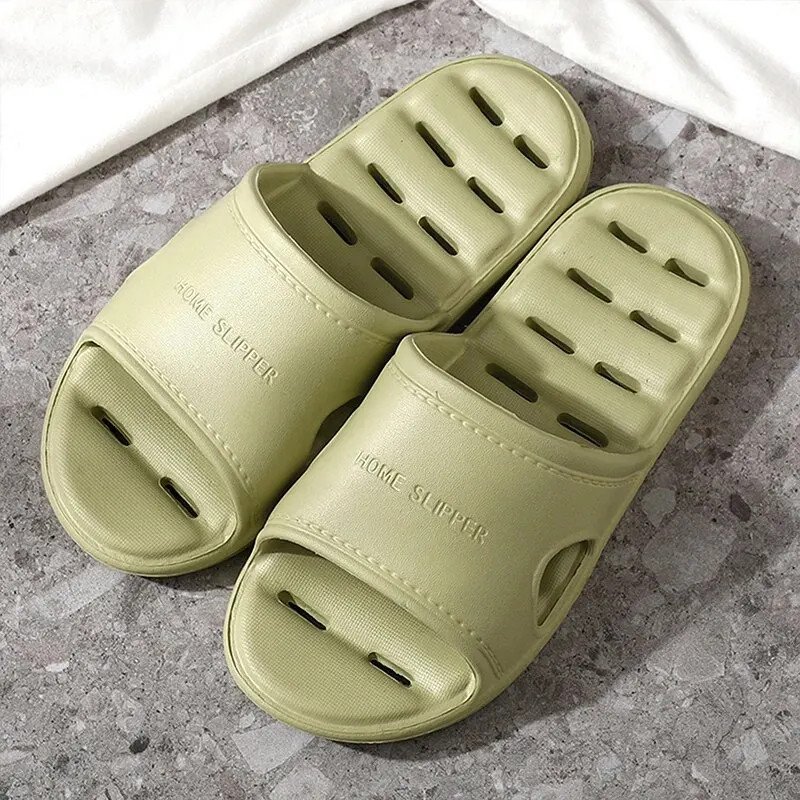 Unisex EVA Non Slip Soft Bottom Leaking Shower Man Woman Home Slippers Punching