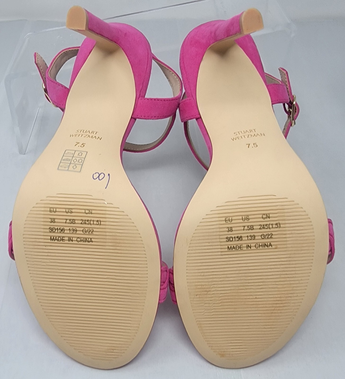 Stuart Weitzman Womens Dancer Twistie 100 Suede Pink Stiletto Heels Size 7.5 New