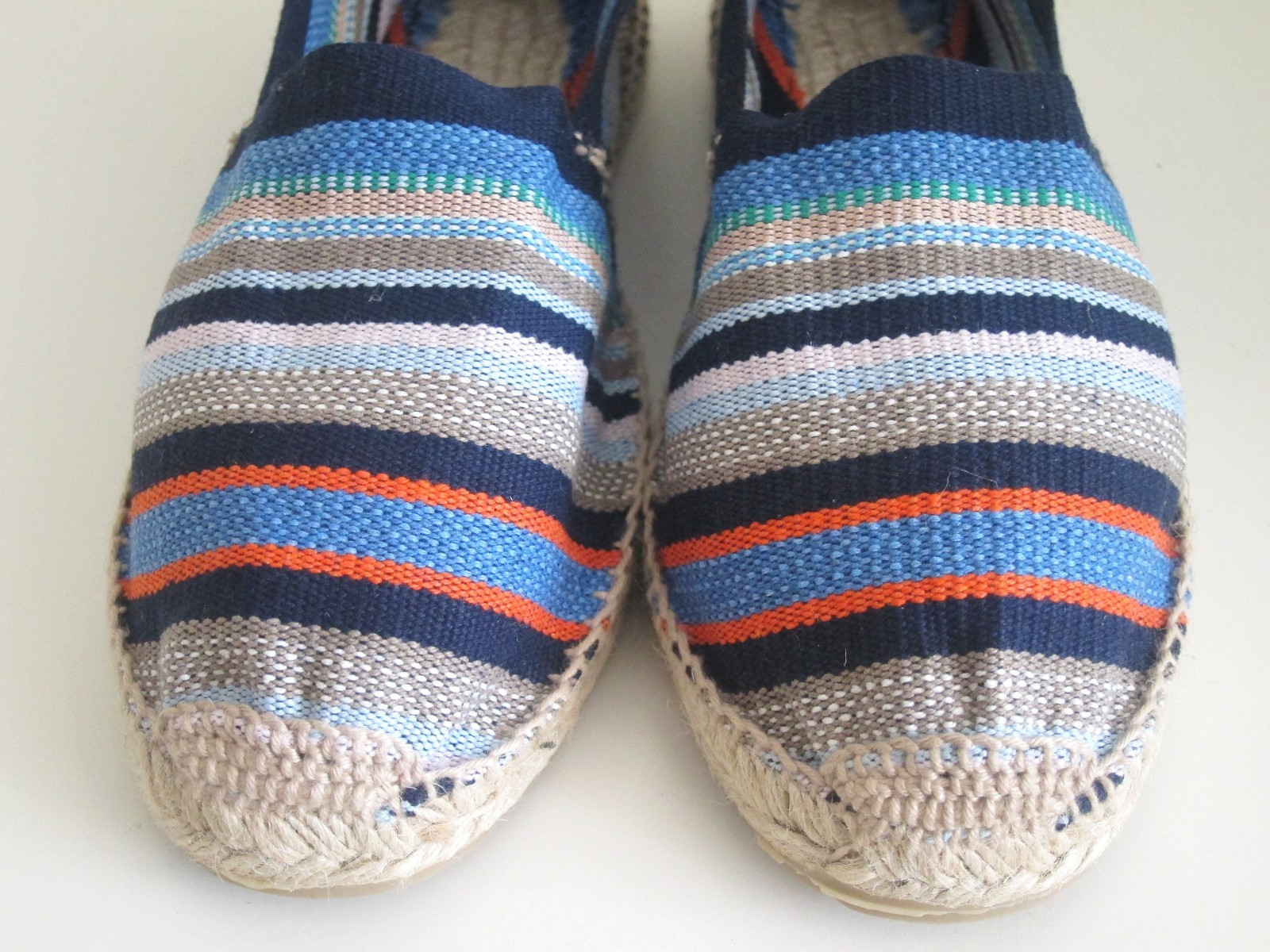 NWT Handmade in Spain Color Stripe Espadrilles Jute Shoes Flats EU 38 US 7 7 1/2