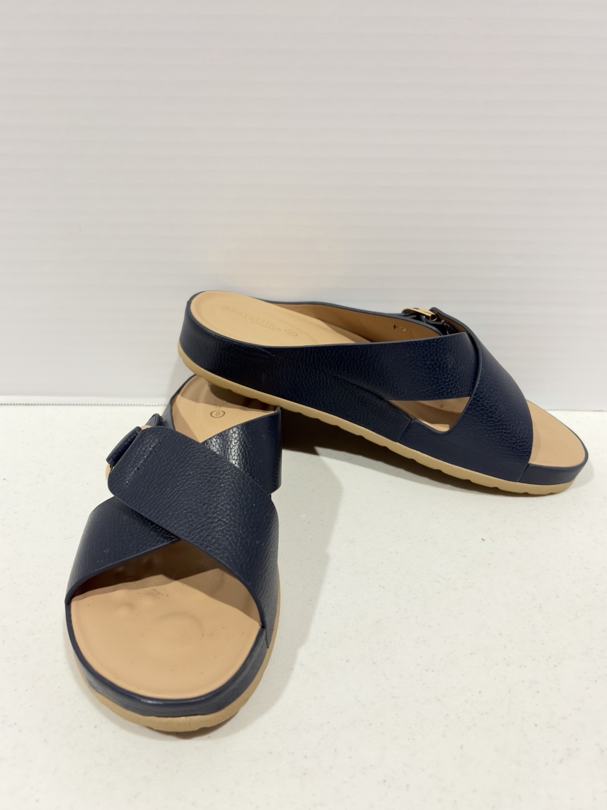 Patrizia Rutha Spring Step Navy Slide Sandals Women’s Size 8 Wedge Heel Capsule