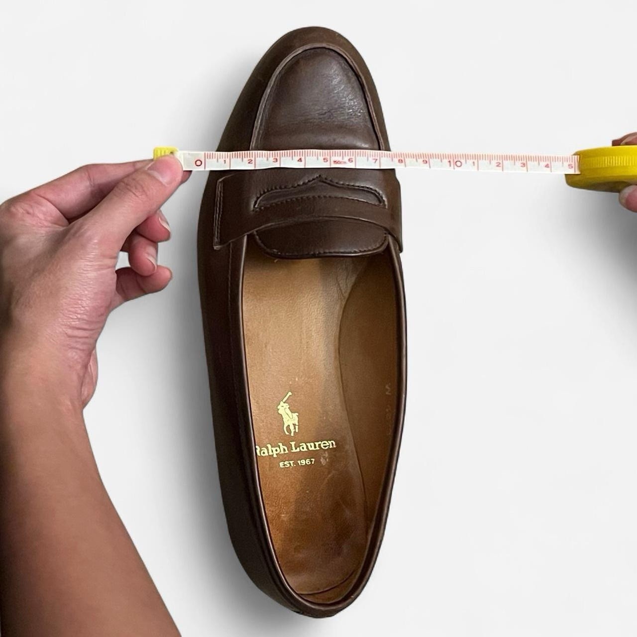 Ralph Lauren Women’s Brown Leather Loafer Flats Slip-On Round Toe Logo 5.5