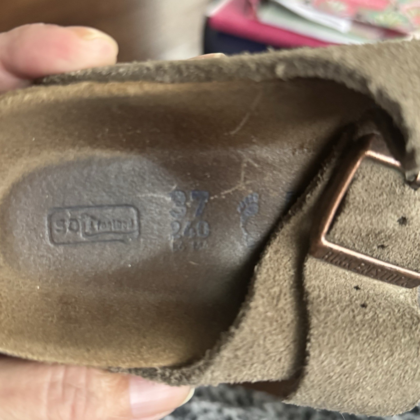 “Birkenstock Arizona Soft Footbed Suede Sandals Olive Taupe EU 37 US 6/6.5”