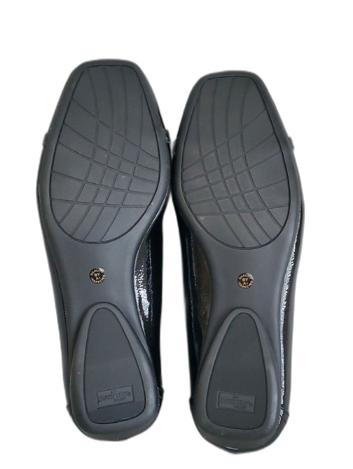 ST. JOHN’S BAY Black Faux Patent Leather Buckle Accent Loafers WOMEN’S SIZE: 7M