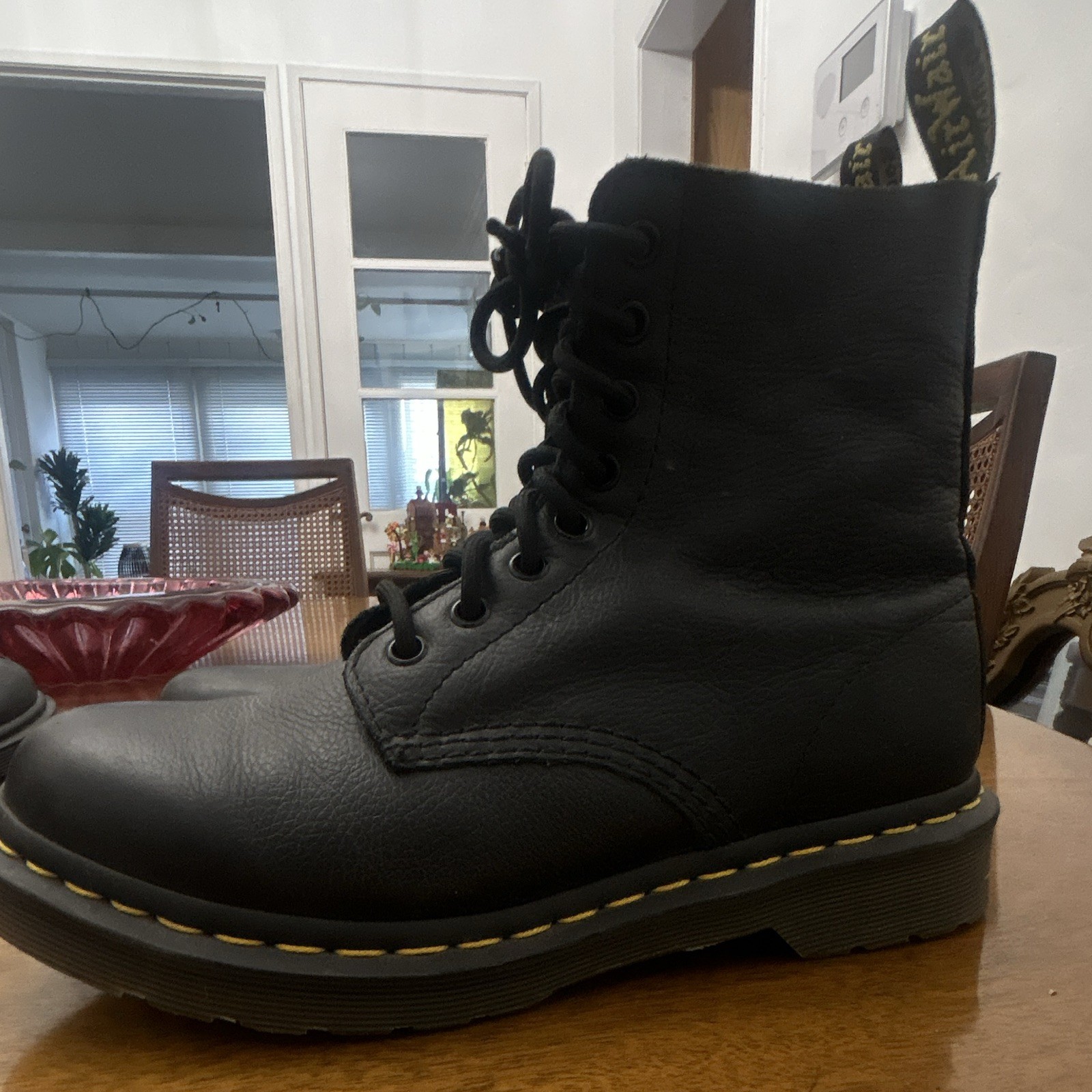 Dr. Martens 1460 Pascal Black Leather Combat Ankle Boots Lace Up Women US 7