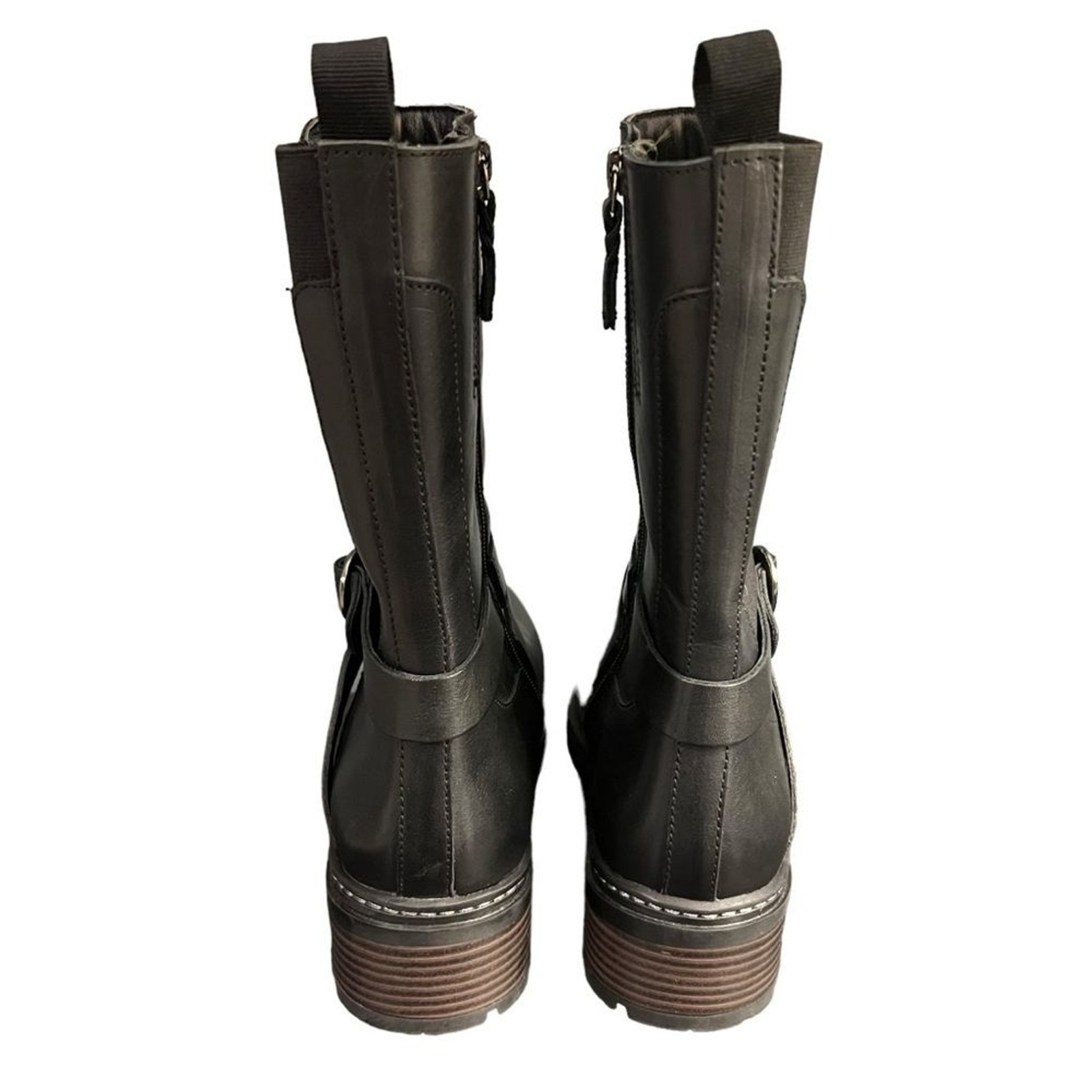 Softwalk Neenah Black Leather Zipper Motorcycle Boot Lug Sole Size 10N NWOT