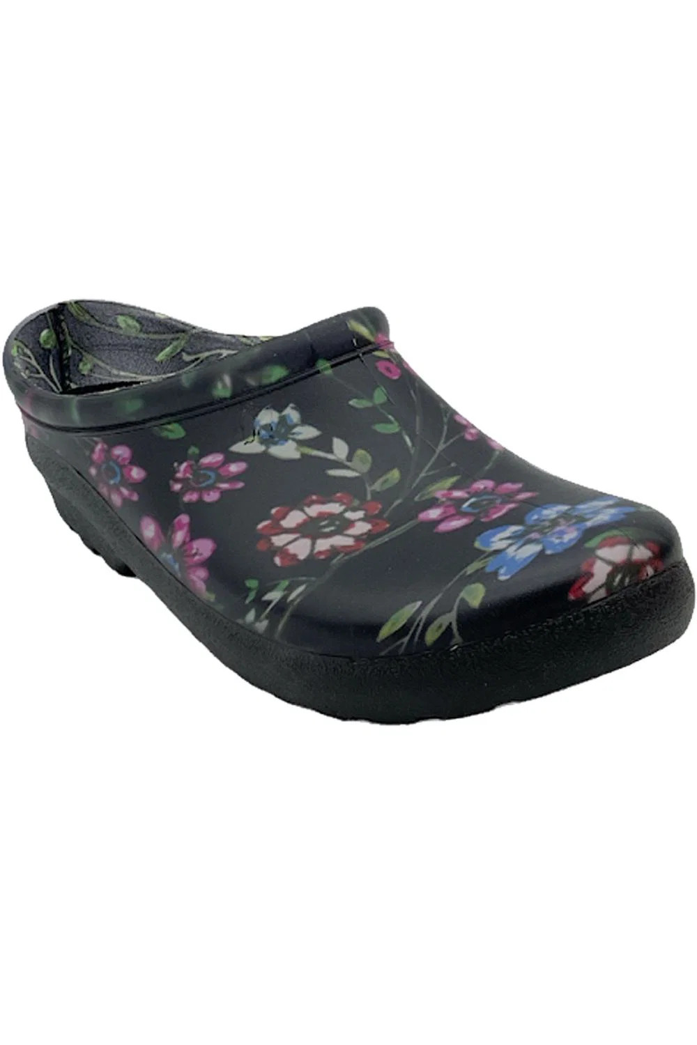 Sloggers Waterproof Ditsy Floral Garden Clog w/ Comfort Insole Black