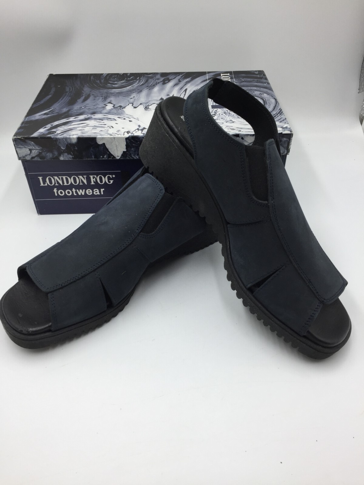 London Fog Footwear Women’s 3 Strap Sandals W/ Sling,Navy Blue,Naples,10M W/ Box