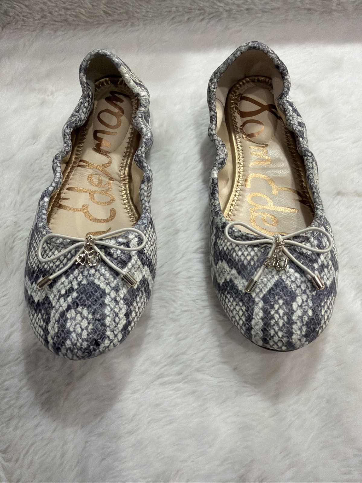 SAM EDELMAN Leather Felicia Snake Skin Print Ballet Flat Shoe Women’s Size 5 NWB