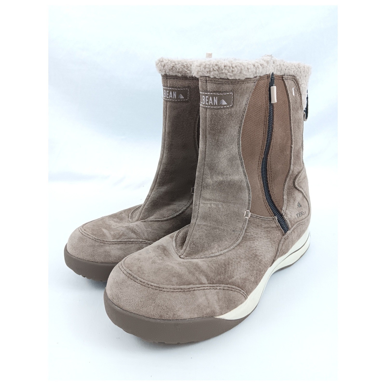 LL Bean Women’s Taupe Suede Winter Boots Primaloft 200g TEK25 Size 9