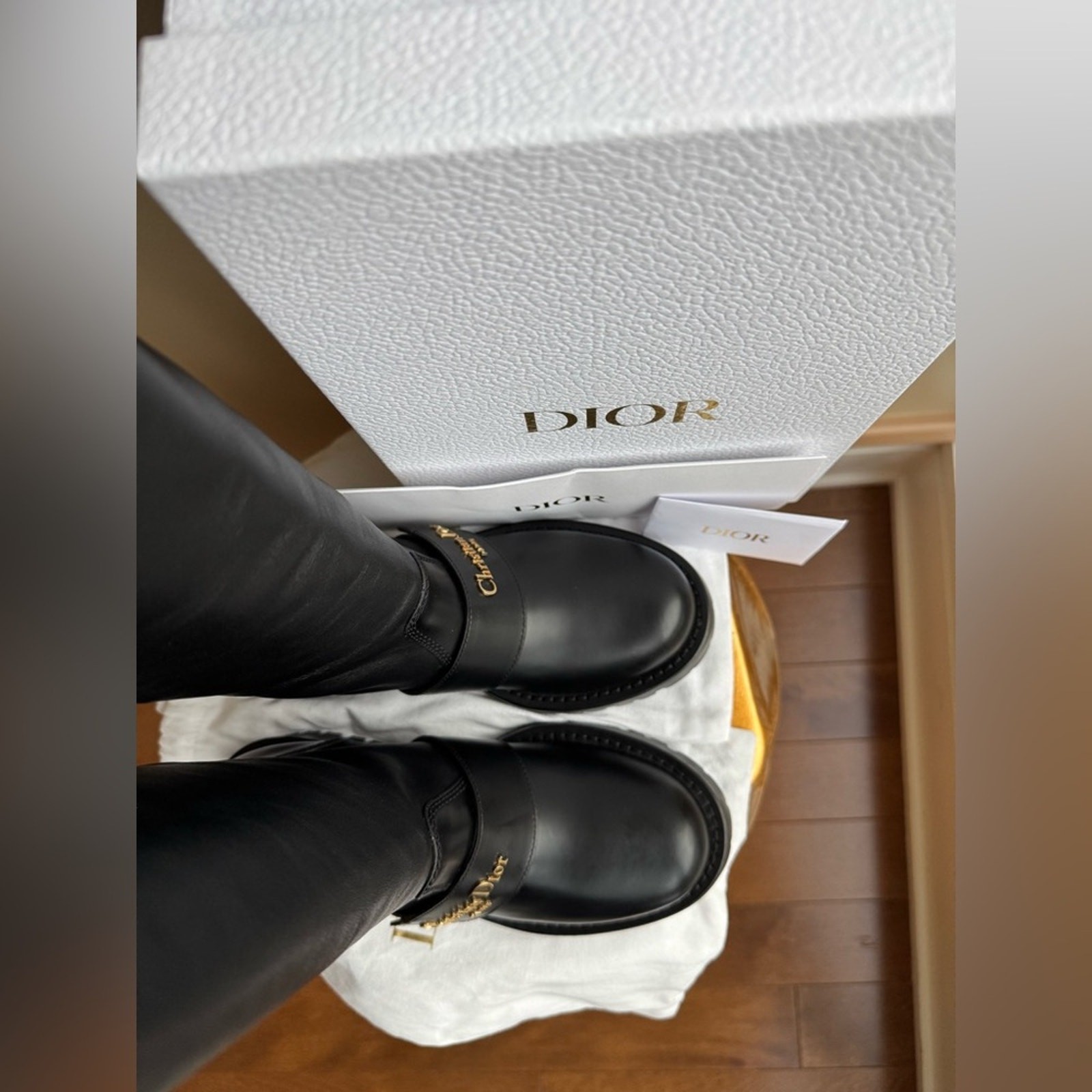 NWT Christian Dior D-Quest Thigh Black Leather Boots, size 37 (US 6-6.5)
