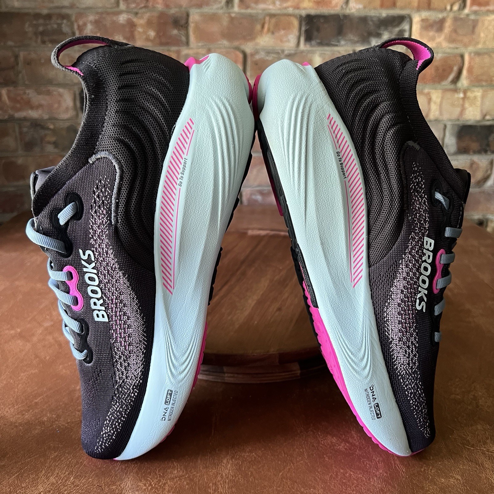 Brooks Adrenaline GTS 25 Supportive Womens 9.5 Black Pink Running Shoes Sneakers