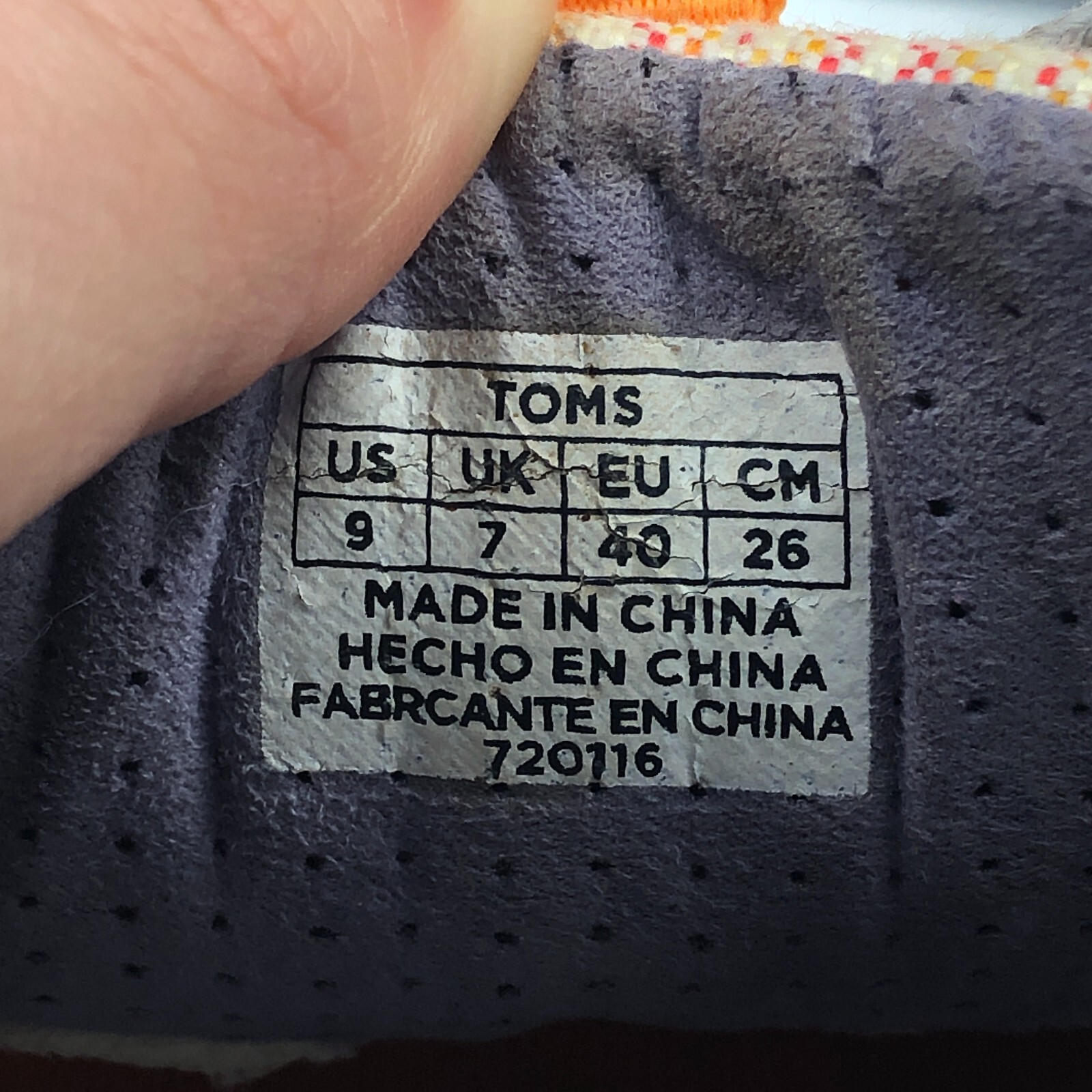 Toms Del Rey Canvas Sneaker Shoes, Orange Stripe, Women’s 9