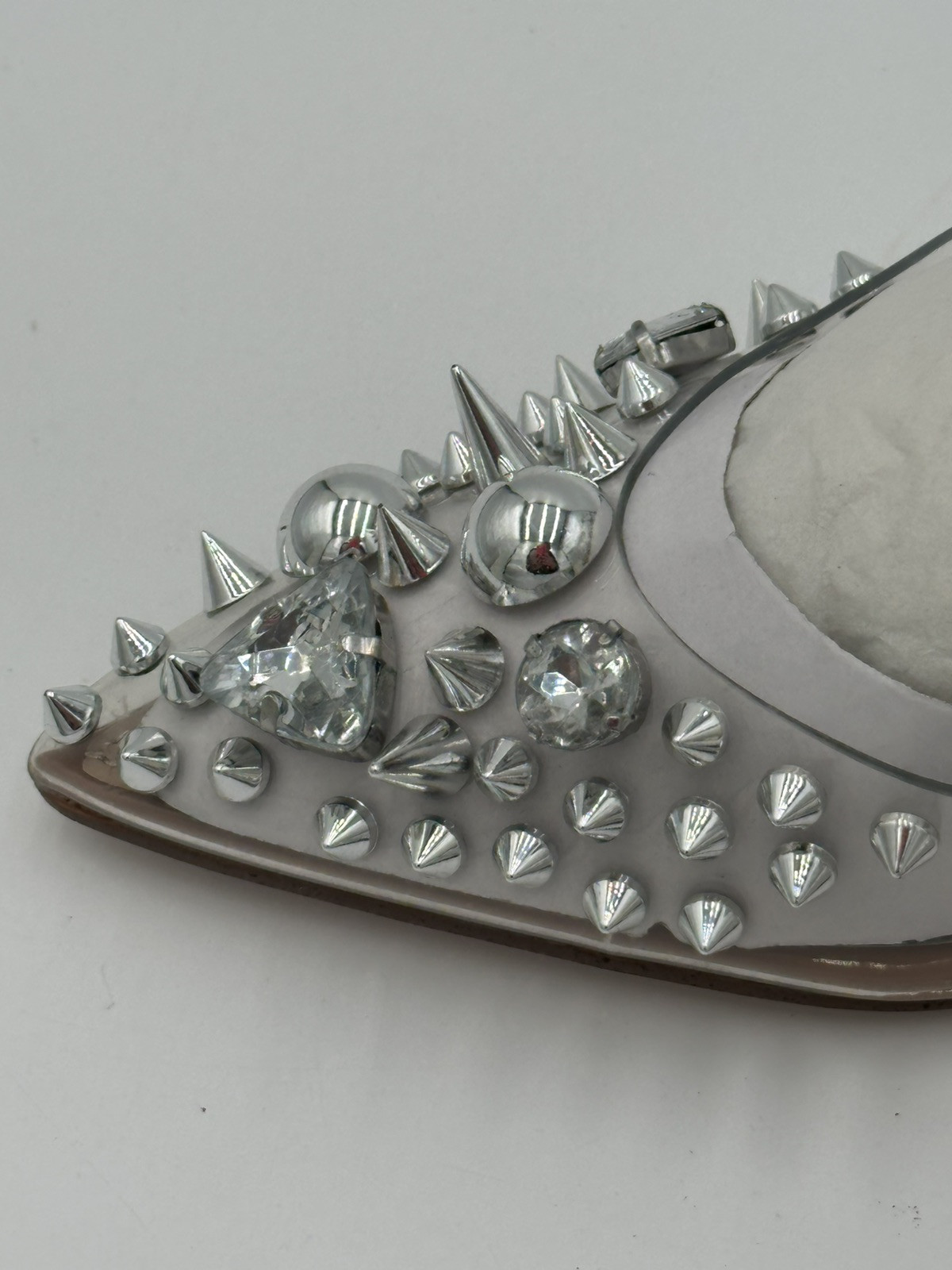 New Steve Madden Aware Clear Spike And Jeweled Heels Womens 5.5