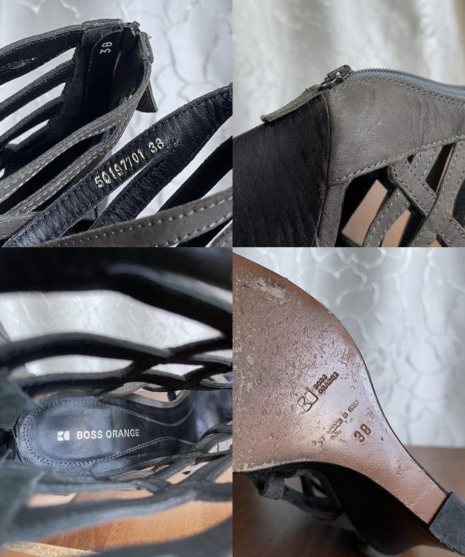 Women BOSS Orange Heels Grey Nubuck 37.5