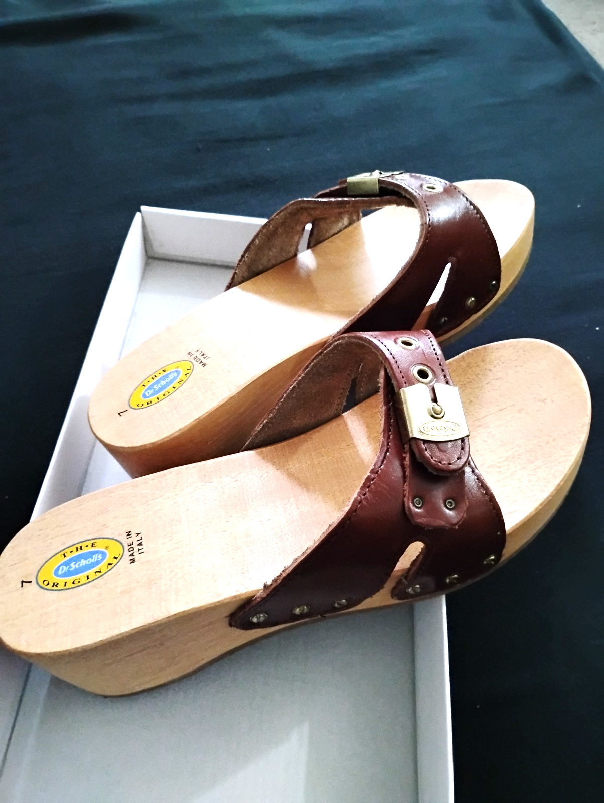 Dr. Scholl’s NEW Original Wood,Wooden Platform Slide Sandals Size 7 M Italy