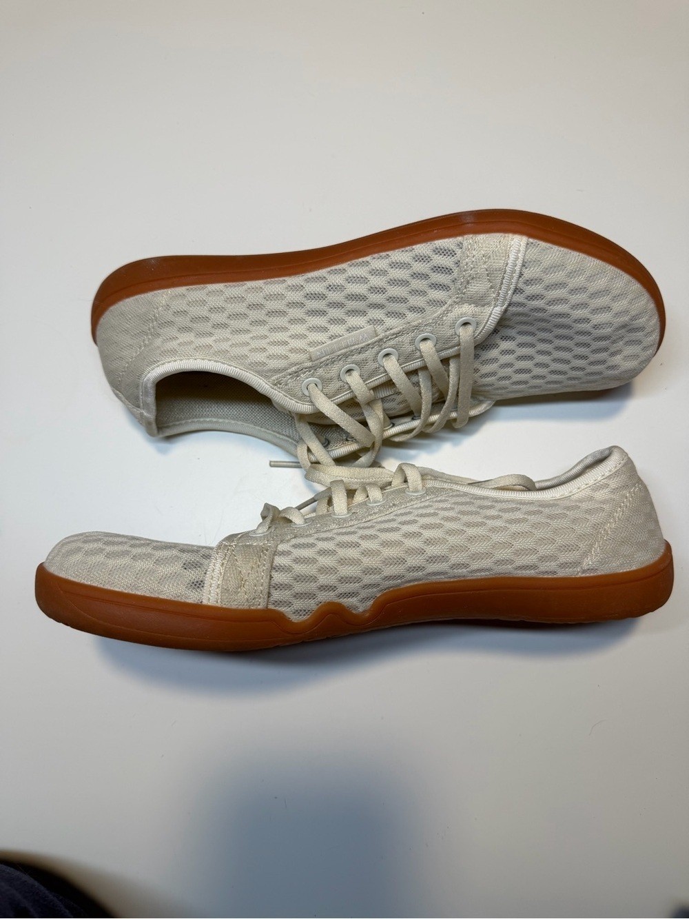 WHITIN Off-White Mesh Sneakers with Brown Gum Outsole
