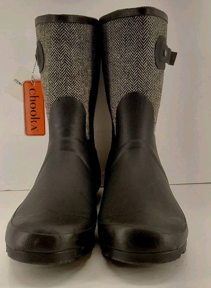 Chooka Boots. Herringbone Black Classic Mid-calf Racer Outdoor Boots. Size 9