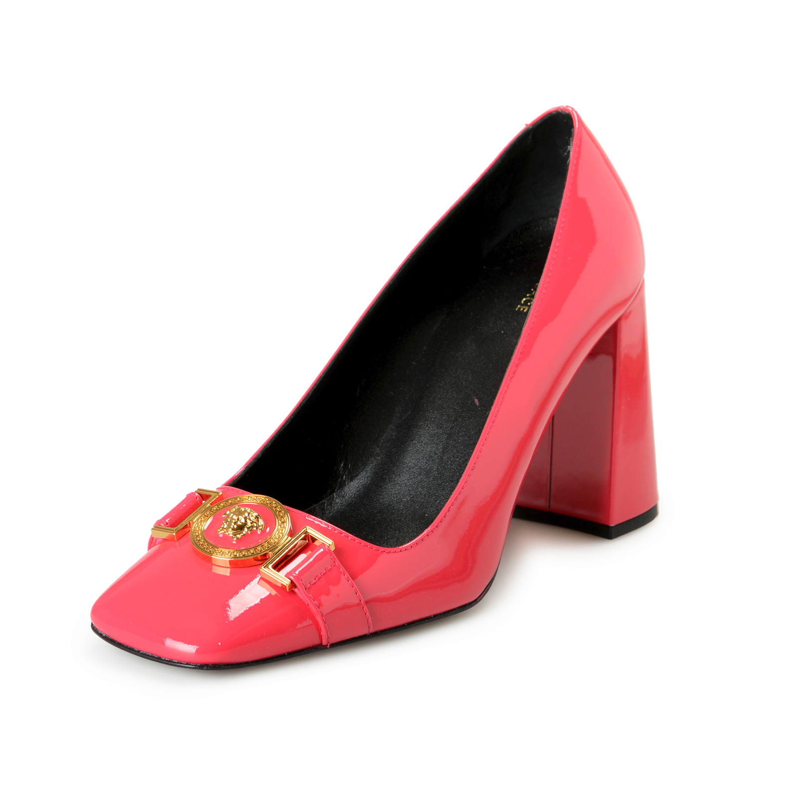 Versace Women’s Pink Gold Medusa Vernice Leather Heeled Pumps Shoes US 6 IT 36