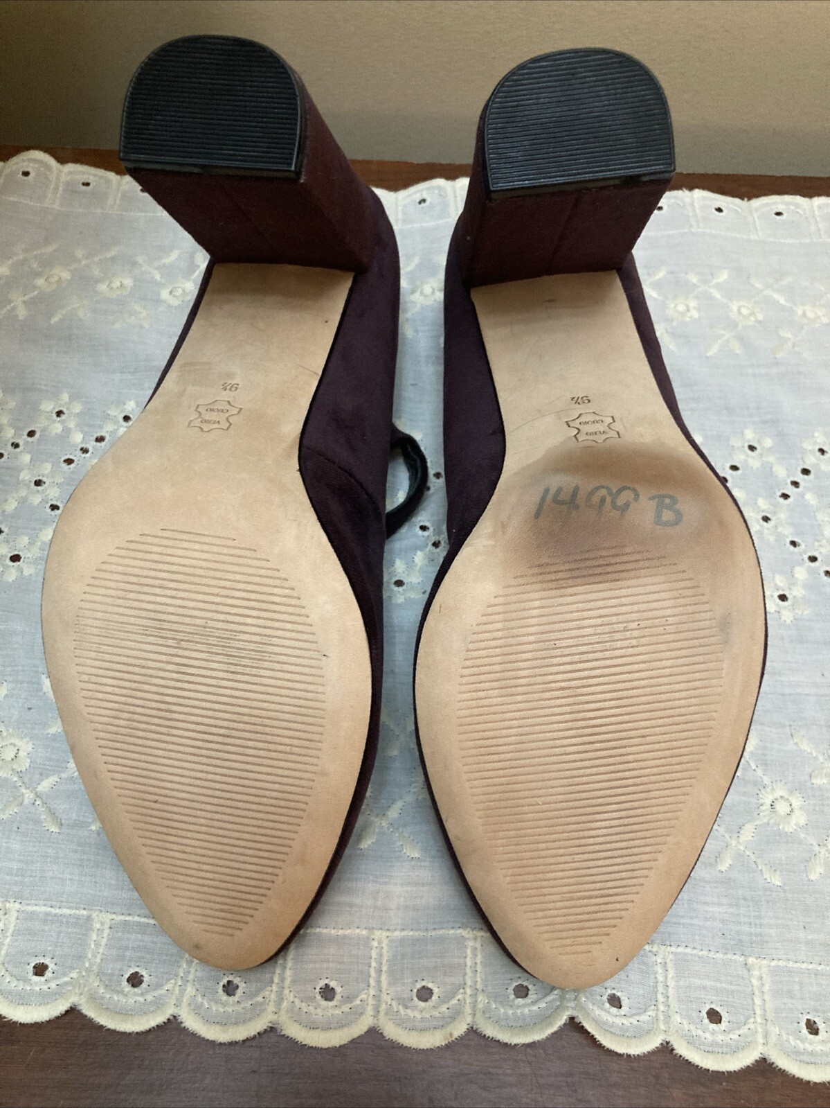 Lands’ End Velvet Heels Formal Chunky Block Heel Workwear Office Business