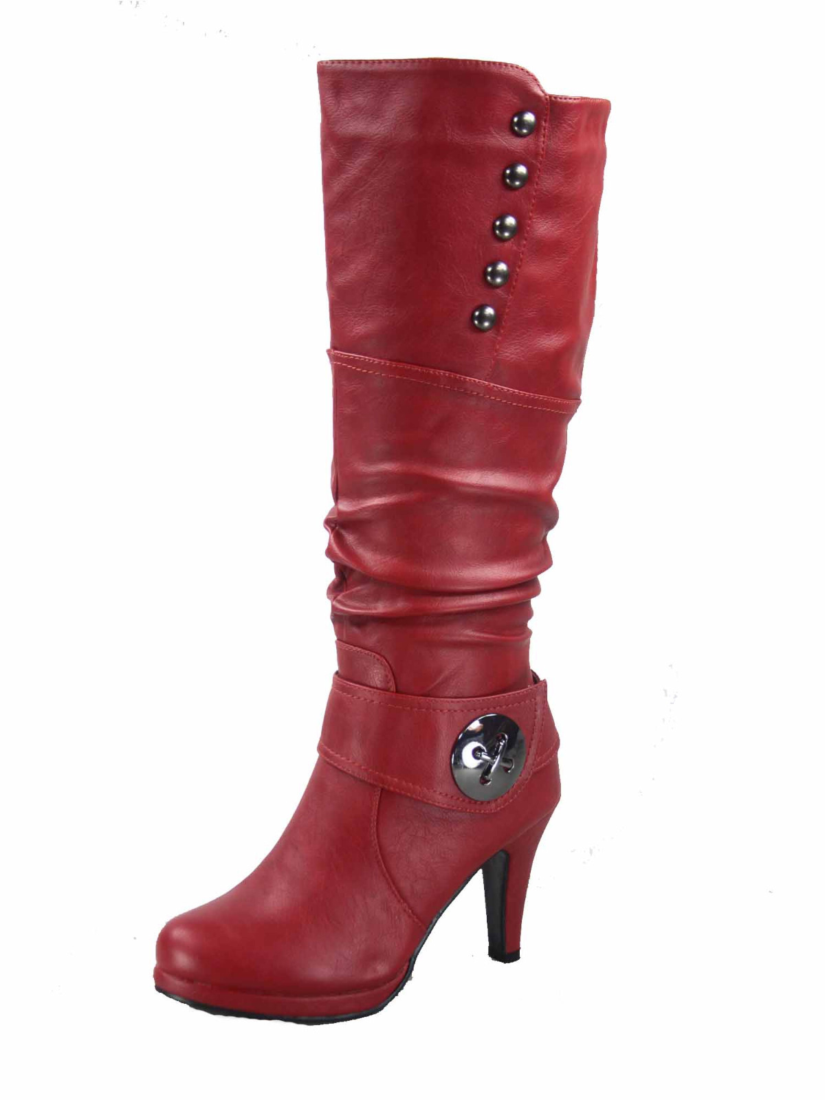 Women’s 6 Color High Heel Round Toe Platform Zip Knee Mid Calf High Boots