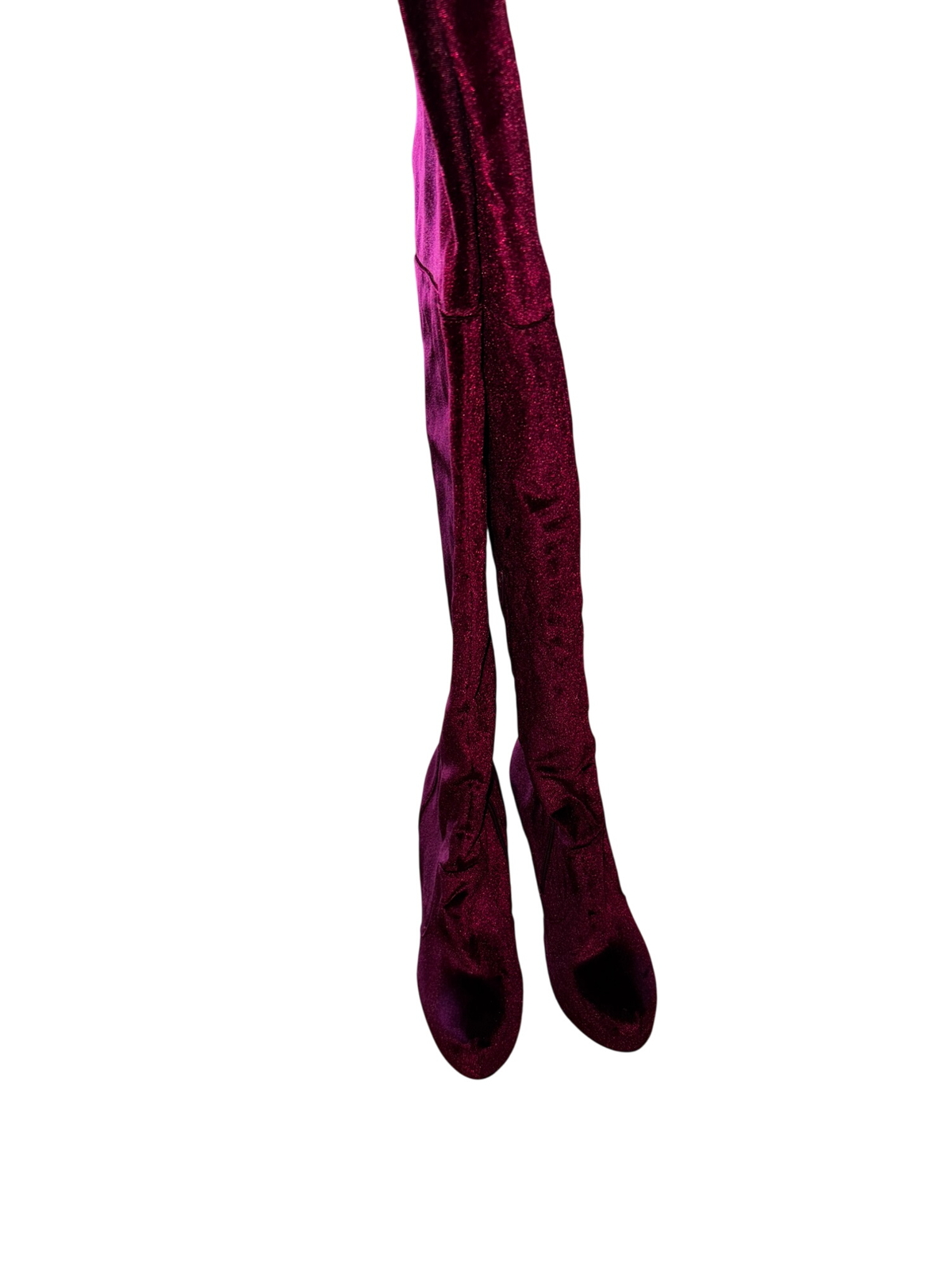 Platform Burgundy Velvet Over The Knee High Heel Boots Size 9.5 Goth Sexy Vamp