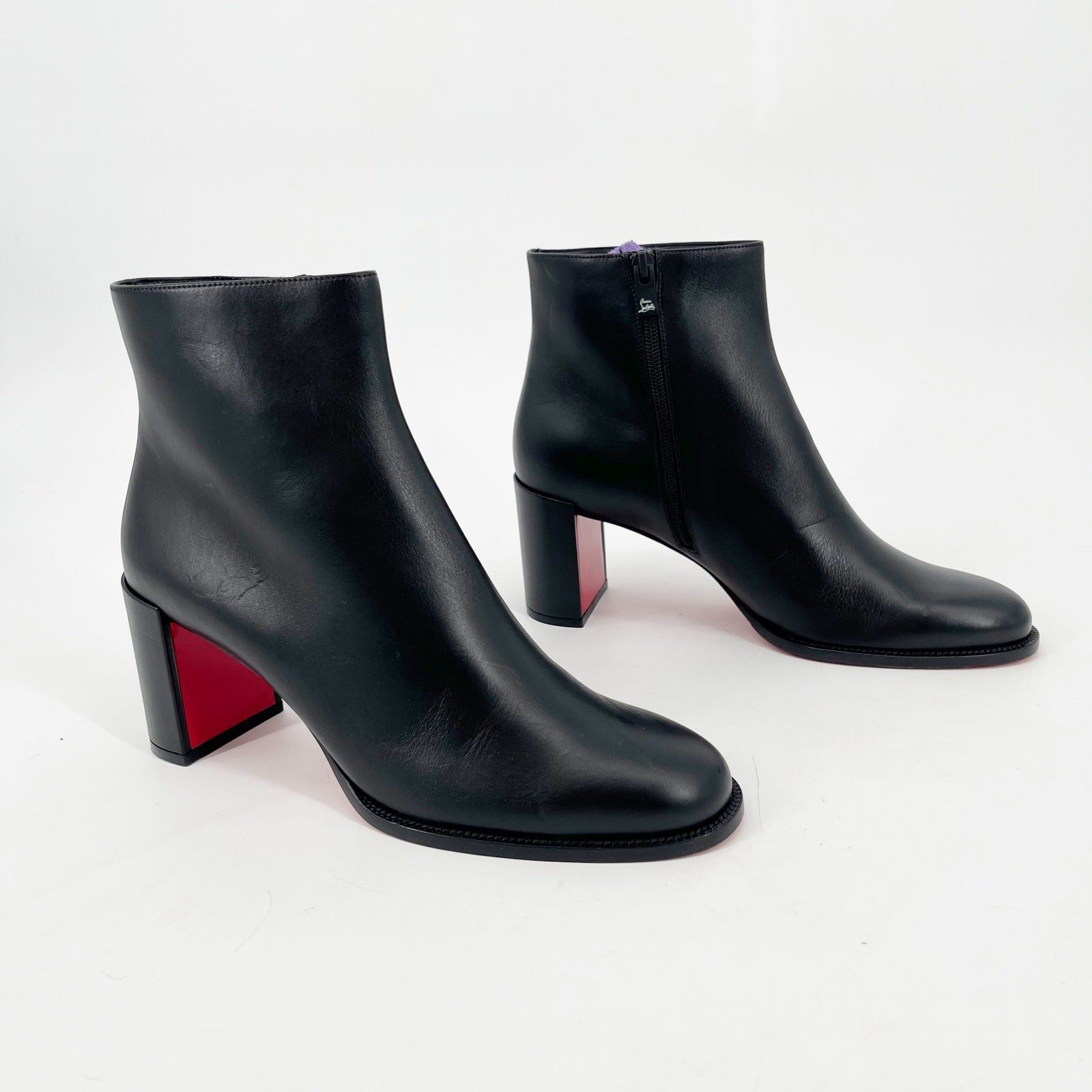 Christian Louboutin Adoxa 70 Black Calfskin Leather Classic Ankle Boots EU 41.5