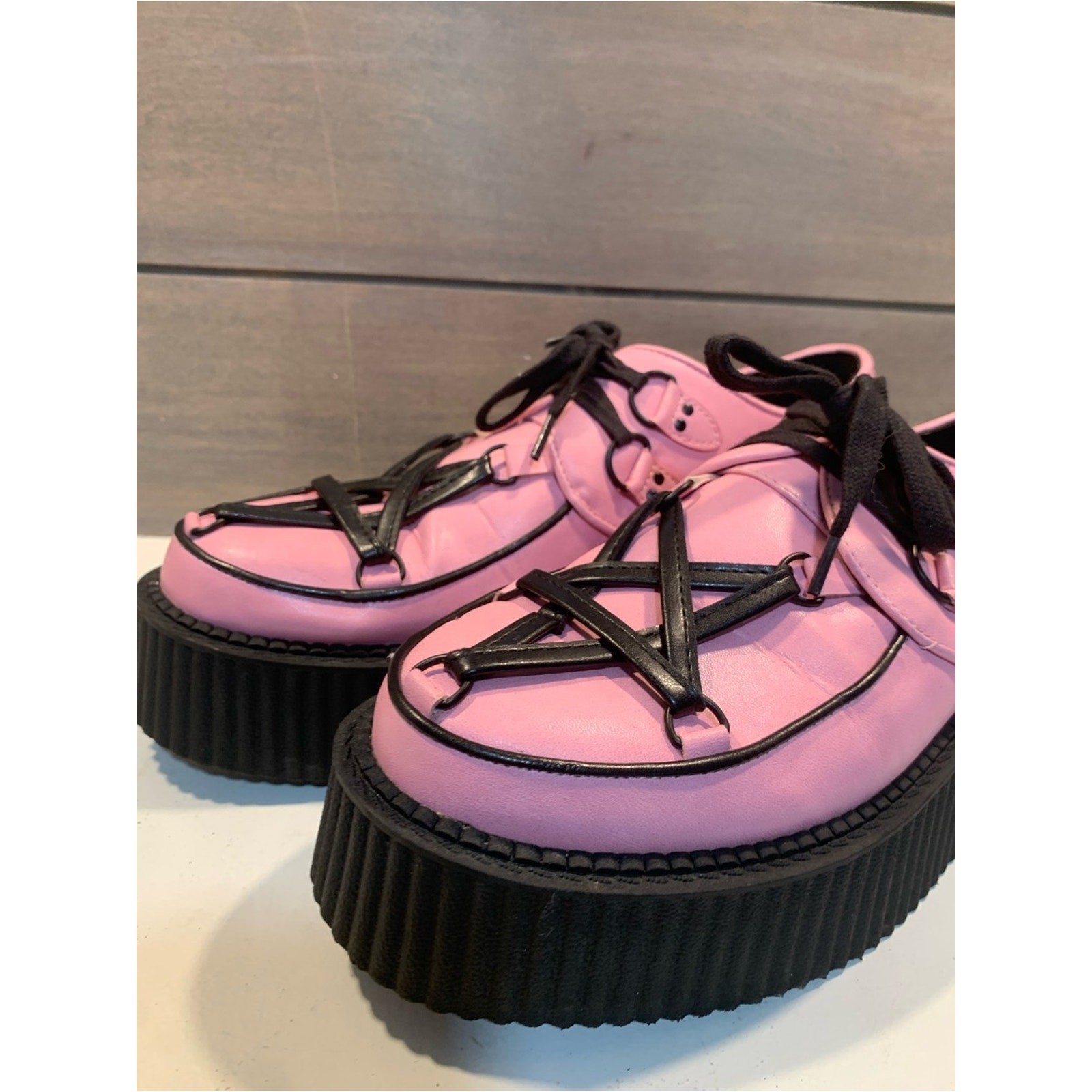 Killstar Hexellent Creepers Pink Black Platform Sz 10 Steam Punk Whimsigoth