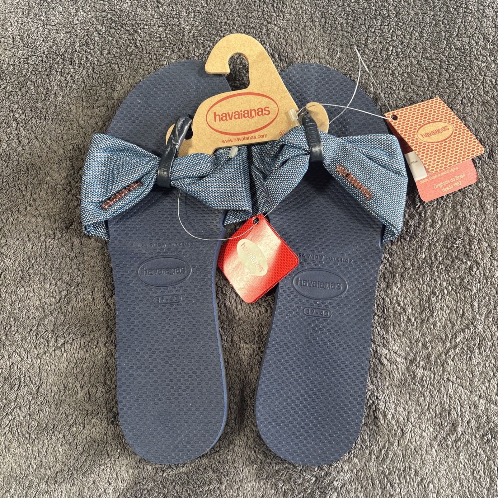 Original HAVAIANAS Womens St Tropaz navy blue Sandal size 9/10 Invtry H10
