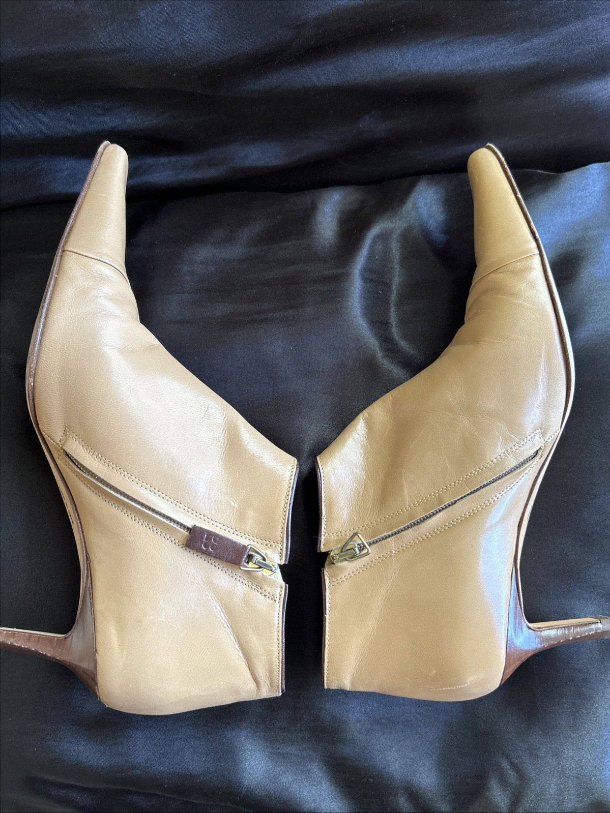Kate Spade Sophie Beige Camel Soft Leather Booties Shoes 7.5 M Made In Italy Y2K