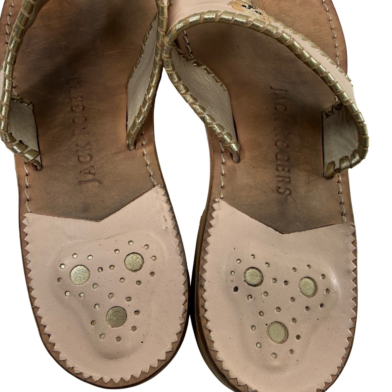Jack Rogers Yorkshire Terrier Yorkie Dog Leather Flat Thong Sandals Women 10M