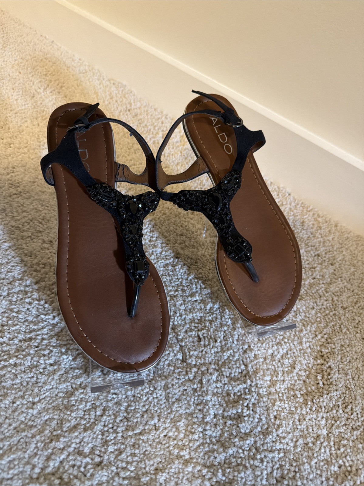 Aldo Jeweled Black Sandals
