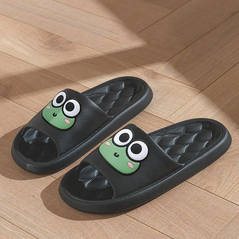 Cartoon Frog EVA Anti-Slip Slides Women Summer Beach Bathroom Slippers