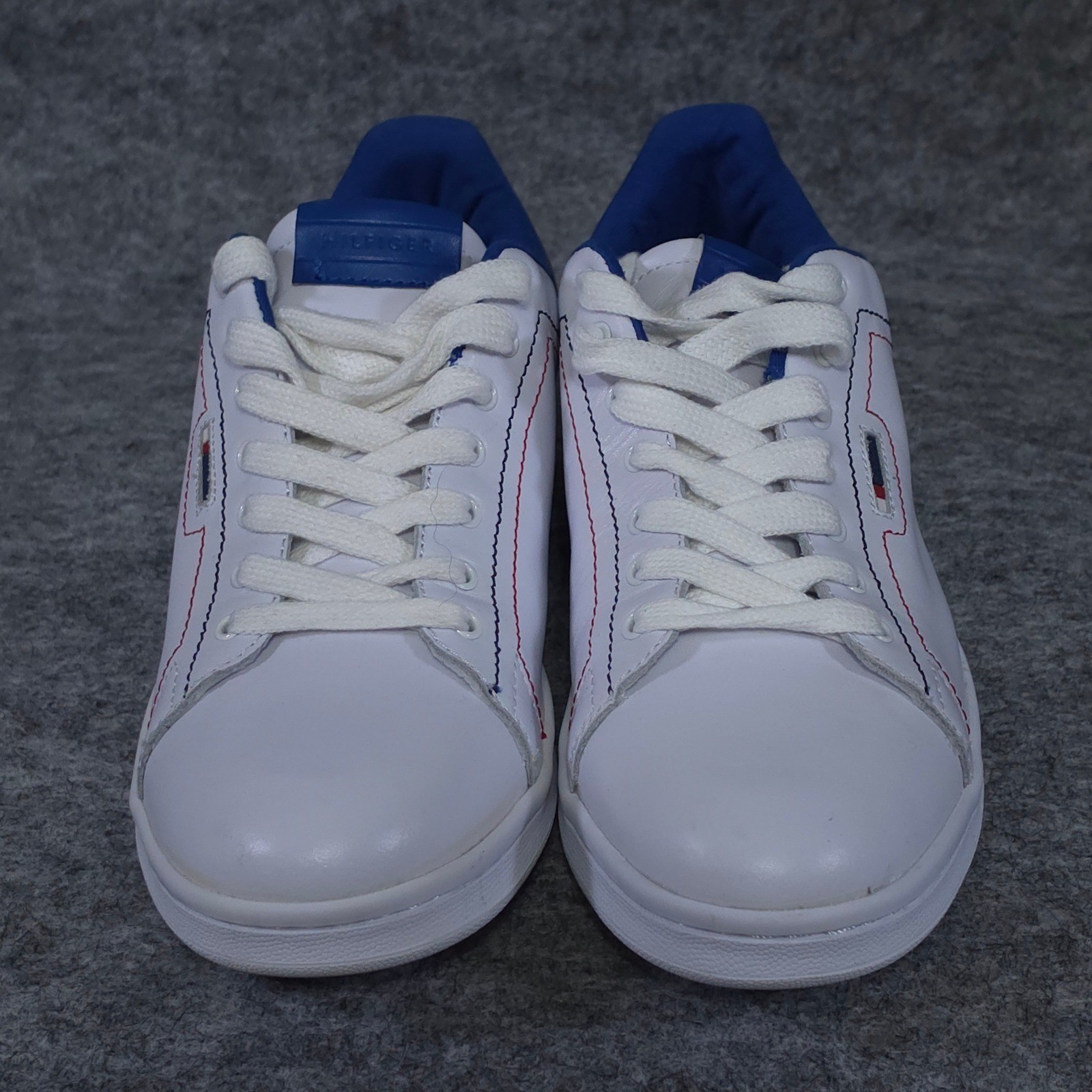 Tommy Hilfiger Suzane 2 Womens White Blue Leather Sneakers Shoes 9M