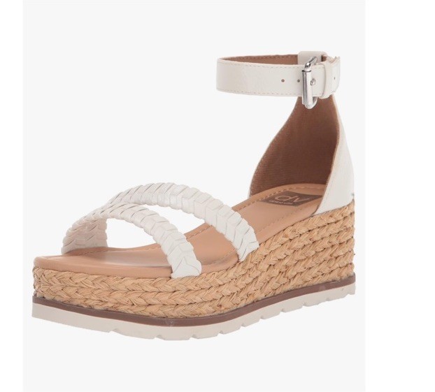 Dolce Vita Women’s White Beige Espadrille Wedge Sandals Ankle Strap Buckle 9 M